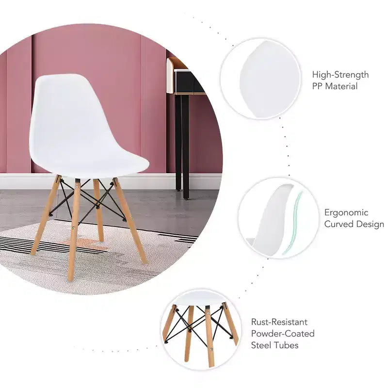 Costway Ensemble de table à manger moderne 5 pièces pour 4 personnes Table de salle à manger ronde avec pieds en bois massif Noir/Marron/Blanc