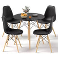 Costway Dining Table Set Modern 5 PCS For 4 Round Dining Room Table Set with Solid Wood Leg Black/Brown/White
