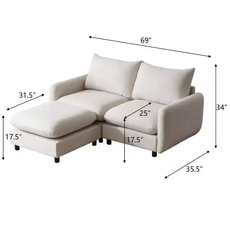 Christopher Knight Home Acker, ensemble de canapés modulaires modernes rembourrés 3 pièces, blanc