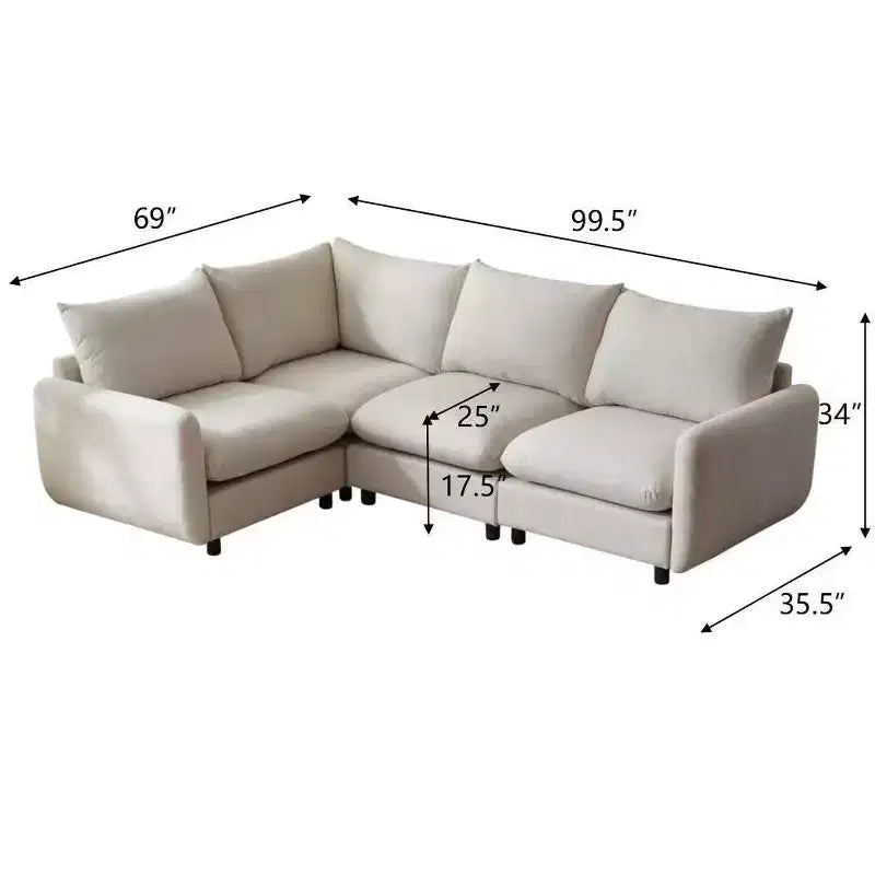 Christopher Knight Home Acker, ensemble de canapé modulable sectionnel contemporain 4 pièces rembourré, blanc