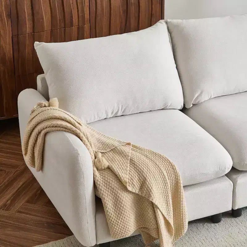 Christopher Knight Home Acker, ensemble de canapé modulable sectionnel contemporain 4 pièces rembourré, blanc