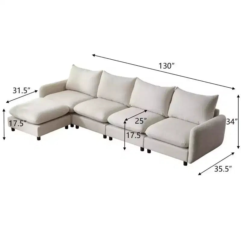 Christopher Knight Home Acker, ensemble de 5 canapés modulables d'angle modernes et rembourrés, blanc