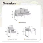 Captiva Designs Ensemble de conversation d'extérieur 5 pièces en aluminium avec pouf