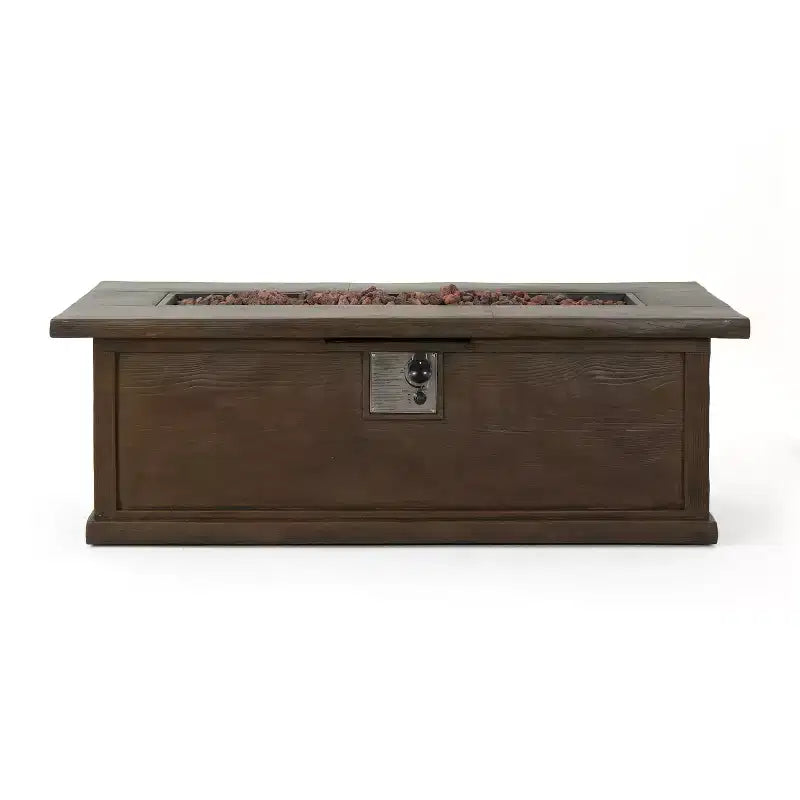 Christopher Knight Home Breakwater Ensemble de conversation 4 places en bois d'acacia et osier avec foyer de 50 000 BTU