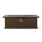 Christopher Knight Home Breakwater Ensemble de conversation 4 places en bois d'acacia et osier avec foyer de 50 000 BTU