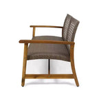 Christopher Knight Home Breakwater Ensemble de conversation 4 places en bois d'acacia et osier avec foyer de 50 000 BTU