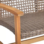 Christopher Knight Home Breakwater Ensemble de conversation 4 places en bois d'acacia et osier avec foyer de 50 000 BTU