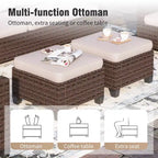 Captiva Designs Salon de jardin 6 pièces en osier et rotin avec foyer, poufs et fauteuils rembourrés
