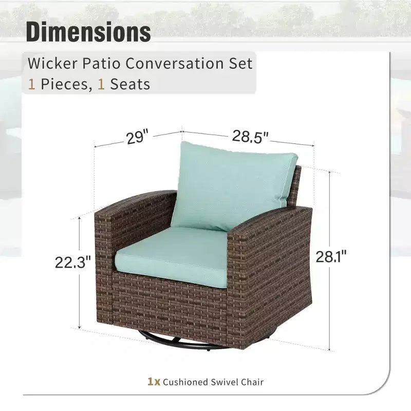 Captiva Designs Salon de jardin 6 pièces en osier et rotin avec foyer, poufs et fauteuils rembourrés