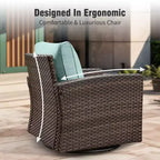 Captiva Designs Salon de jardin 6 pièces en osier et rotin avec foyer, poufs et fauteuils rembourrés