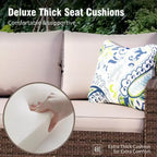 Captiva Designs Salon de jardin 6 pièces en osier et rotin avec foyer, poufs et fauteuils rembourrés