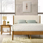 Ensemble de chambre à coucher 2 pièces en bois d'hévéa Vichy Roundhill Furniture, lit plateforme avec table de chevet
