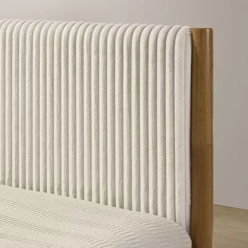 Ensemble de chambre à coucher 2 pièces en bois d'hévéa Vichy Roundhill Furniture, lit plateforme avec table de chevet