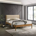 Ensemble de chambre à coucher 2 pièces en bois d'hévéa Vichy Roundhill Furniture, lit plateforme avec table de chevet