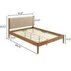 Ensemble de chambre à coucher 2 pièces en bois d'hévéa Vichy Roundhill Furniture, lit plateforme avec table de chevet