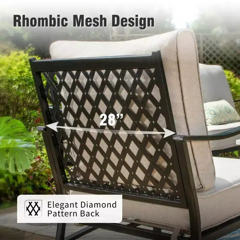 Captiva Designs Ensemble de conversation d'extérieur 4 pièces extra large en métal avec fauteuils pour jardin, piscine, arrière-cour