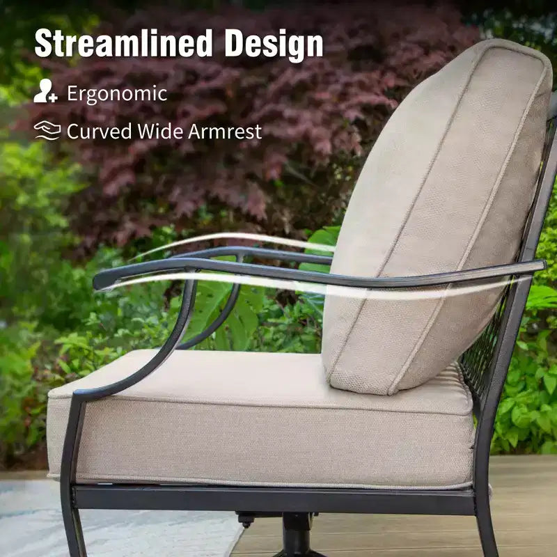 Captiva Designs - Ensemble de conversation d'extérieur 4 pièces avec braséros et fauteuils à dossier quadrillé pour jardin, piscine, arrière-cour