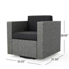 Christopher Knight Home Eli Ensemble de 5 pièces comprenant un fauteuil club pivotant et un foyer extérieur en osier avec coussins