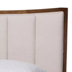 Ensemble de chambre queen 4 pièces Baxton Studio Nikolai avec tissu beige tufté capitonné et bois marron Wengé, style Mid-Century
