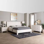 Baxton Studio Laria Modern White Teddy-Bear Fabric 4-Piece Bedroom Set