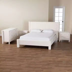 Ensemble de chambre à coucher 4 pièces Baxton Studio Laria moderne en tissu nounours blanc