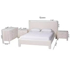 Ensemble de chambre à coucher 4 pièces Baxton Studio Laria moderne en tissu nounours blanc