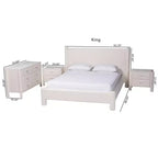 Ensemble de chambre à coucher 4 pièces Baxton Studio Laria moderne en tissu nounours blanc