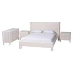 Ensemble de chambre à coucher 4 pièces Baxton Studio Laria moderne en tissu nounours blanc