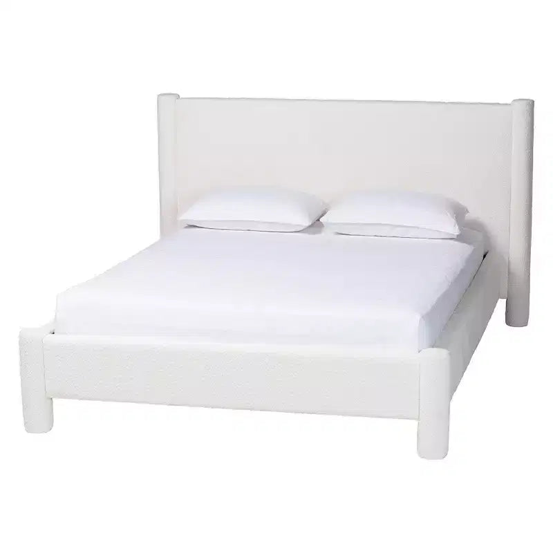 Ensemble de chambre à coucher 4 pièces Baxton Studio Laria moderne en tissu nounours blanc
