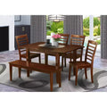HomeStock Saddle Brown Rectangle Dining Table Set with 6 Chairs