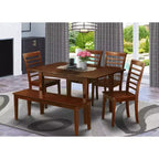 HomeStock Saddle Brown Rectangle Dining Table Set with 6 Chairs