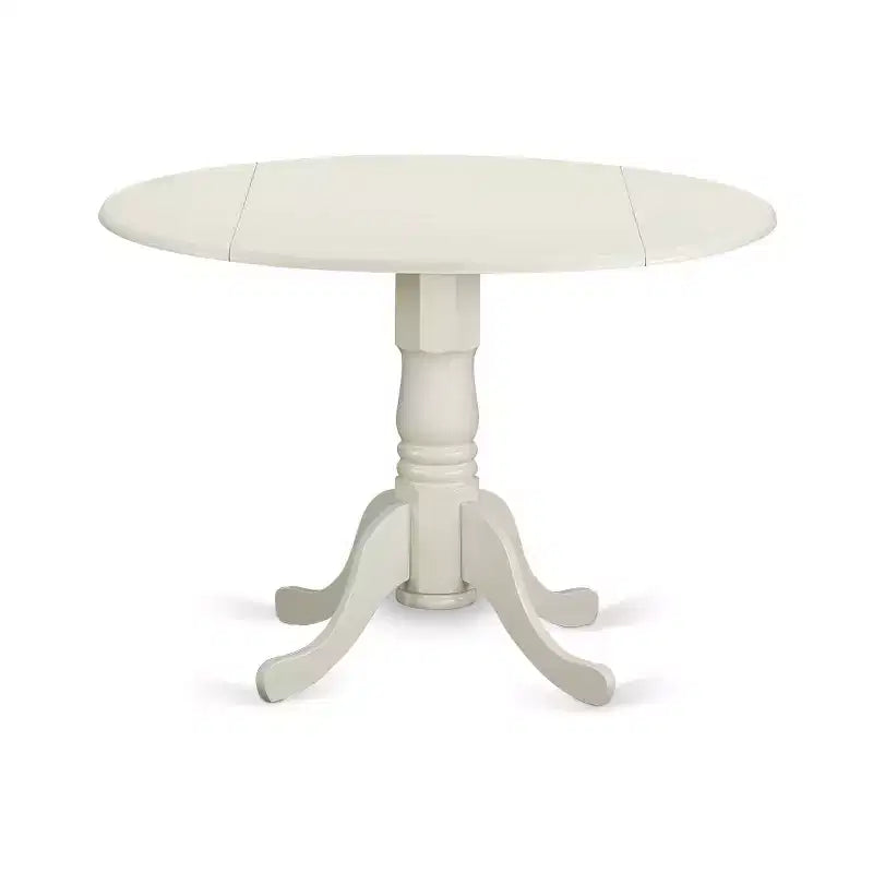 Ensemble de salle à manger rond HomeStock Linen White avec 4 chaises style moderne DLAS5-WHI-41