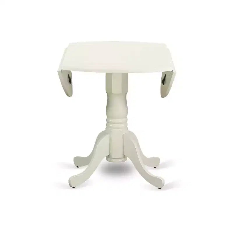 Ensemble de salle à manger rond HomeStock Linen White avec 4 chaises style moderne DLAS5-WHI-41