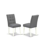Ensemble de salle à manger rond HomeStock Linen White avec 4 chaises style moderne DLAS5-WHI-41