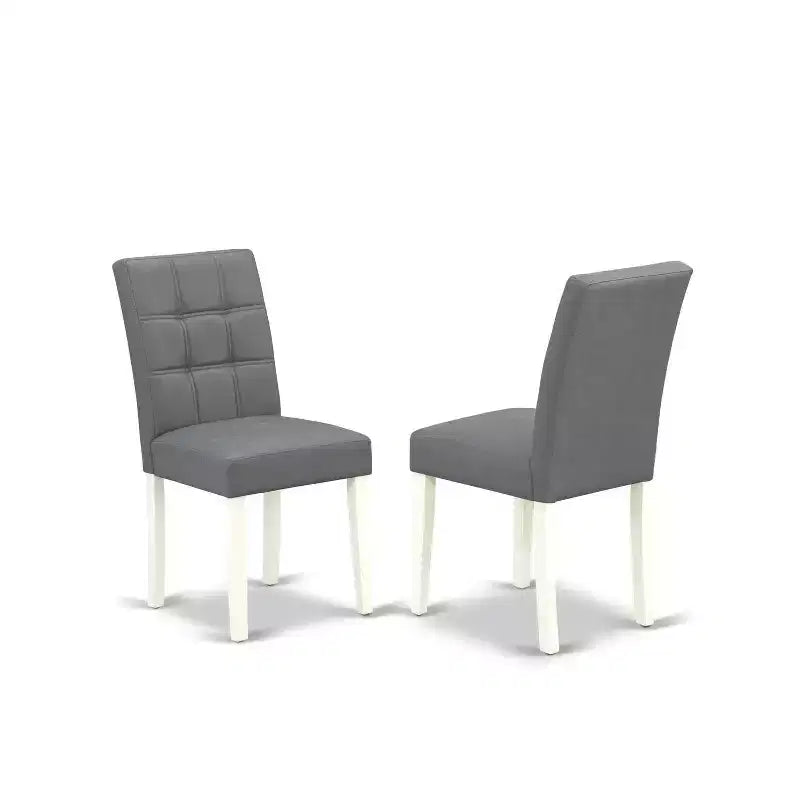 Ensemble de salle à manger rond HomeStock Linen White avec 4 chaises style moderne DLAS5-WHI-41
