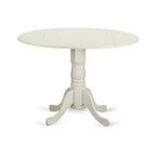 Ensemble table de salle à manger ronde et 4 chaises HomeStock en lin blanc, style moderne