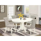 HomeStock Oval Table Linen Fabric Chairs Dinette Set