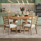 5-Piece Retro Rustic Dining Ensemble, Unique Geometric Table with 16-inch Extension Leaf and 4 Cushioned Chairs