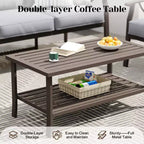 Ensemble de mobilier de jardin Heynemo, ensemble de conversation de 4 pièces avec table basse, ensemble de mobilier en métal pour véranda, cour arrière, jardin, café