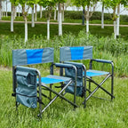 2-piece Padded Folding Outdoor Chair with Storage Pockets,Lightweight Oversized Directors Chair for indoor, Outdoor Camping