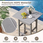 Ensemble de bar 3 pièces Costway pour terrasse, chaises de bar en PEHD avec table haute carrée, repose-pieds et dossier Bleu marine/Gris/Marron/Noir
