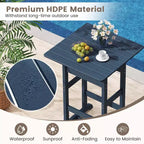 Ensemble de bar 3 pièces Costway pour terrasse, chaises de bar en PEHD avec table haute carrée, repose-pieds et dossier Bleu marine/Gris/Marron/Noir