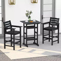 Costway 3-Piece Patio HDPE Bar Set Armchairs with Square High-Top Table Footrest & Backrest Navy/Gray/Brown/Black