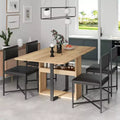 Whisen Modern 5-Piece Extendable Dining Table Set, Foldable Square Table with Leather Upholstered Chairs