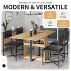 Ensemble de salle à manger extensible Whisen Modern 5 pièces, table carrée pliable avec chaises rembourrées en cuir