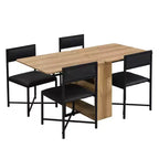 Ensemble de salle à manger extensible Whisen Modern 5 pièces, table carrée pliable avec chaises rembourrées en cuir