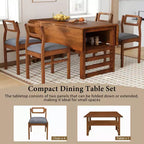 Ensemble de salle à manger extensible Whisen Modern 5 pièces en bois avec deux abattants et chaises rembourrées