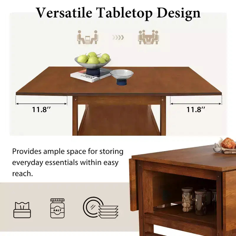 Ensemble de salle à manger extensible Whisen Modern 5 pièces en bois avec deux abattants et chaises rembourrées