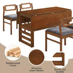 Ensemble de salle à manger extensible Whisen Modern 5 pièces en bois avec deux abattants et chaises rembourrées