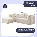 Mjkone Canapé sectionnel moderne 2 pièces 106'' en velours côtelé, à combinaison libre, en forme de L, avec siège profond, canapé-lit rembourré avec chaise longue gauche